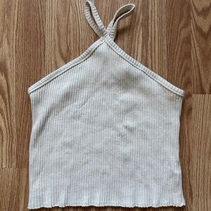 Anthropologie T.LA Ribbed Halter Tank L Ivory NWOT